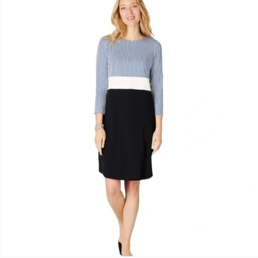 J. Jill Colorblock Striped Dress‎ Sz M  112J